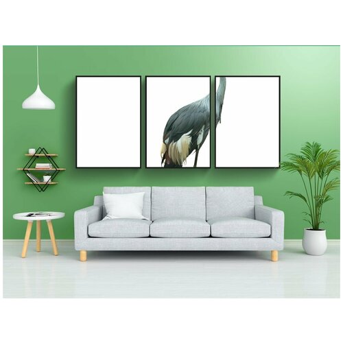 фото Набор модулных постеров для интерьера "венценосный журавль, птица, вырезать" 60x90 см. в тубусе, без рамки lotsprints