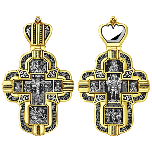 фото Серебряная подвеска-крест распятие христово юз елизавета с фианитом 8868-1ф diamant-online