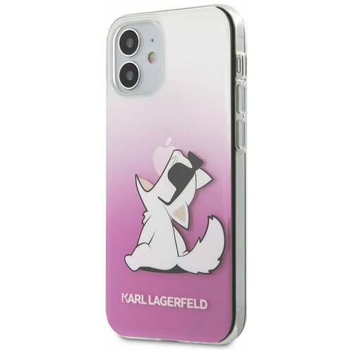 фото Чехол lagerfeld для iphone 12 mini (5.4) pc/tpu choupette fun hard gradient pink karl lagerfeld