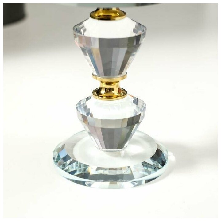 Подсвечник стекло на 1 свечу "Золотые камешки" ножка с кристаллами 16,5х7,5х7,5 см - фотография № 4