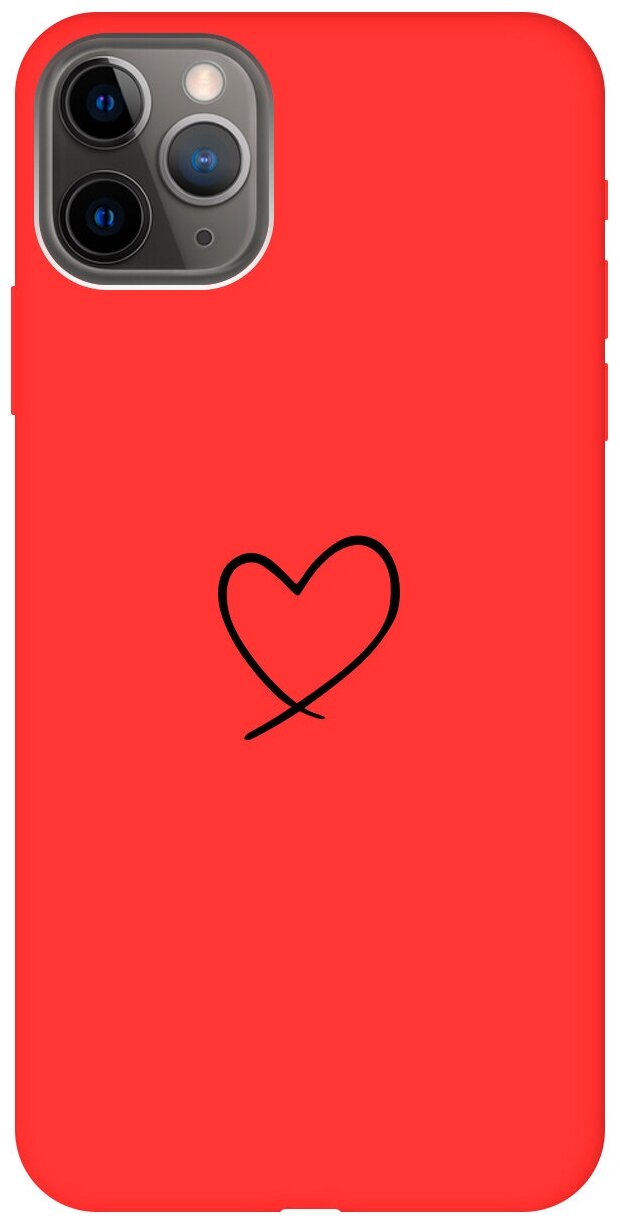 Силиконовый чехол на Apple iPhone 11 Pro Max / Эпл Айфон 11 Про Макс с рисунком "Heart" Soft Touch красный