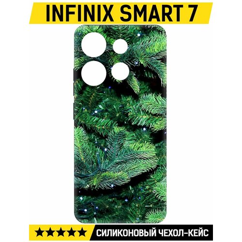 Чехол-накладка Krutoff Soft Case Еловые лапки для INFINIX Smart 7 черный чехол накладка krutoff soft case еловые лапки для infinix smart 8 plus черный