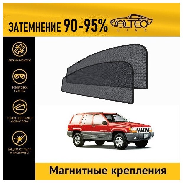 Каркасные автошторки ALTEO PREMIUM на Jeep Grand Cherokee 1 (1992-1998) на передние двери на магнитах с затемнением 90-95%