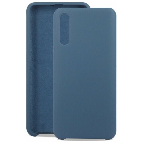 Силиконовый чехол на Samsung Galaxy A50 / Матовый чехол для телефона Самсунг Галакси А50 с бархатистым покрытием внутри (Синий)