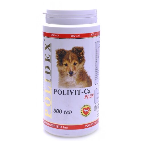 Витамины Polidex Polivit-Ca Plus , 500 таб. витамины polidex super wool plus для собак 500 таб