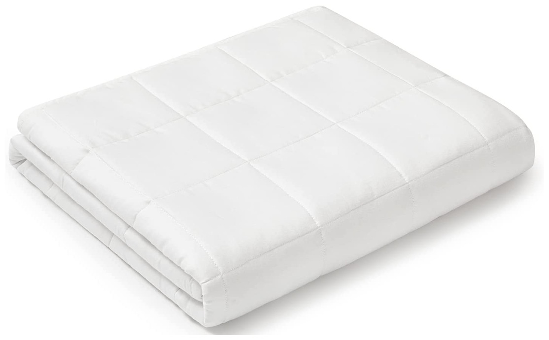 Утяжеленное 1.5 спальное одеяло Aura mattress 140х205 см, 6 кг белое, всесезонное теплое одеяло для здорового сна, Хлопок 100%, Сатин - фотография № 10