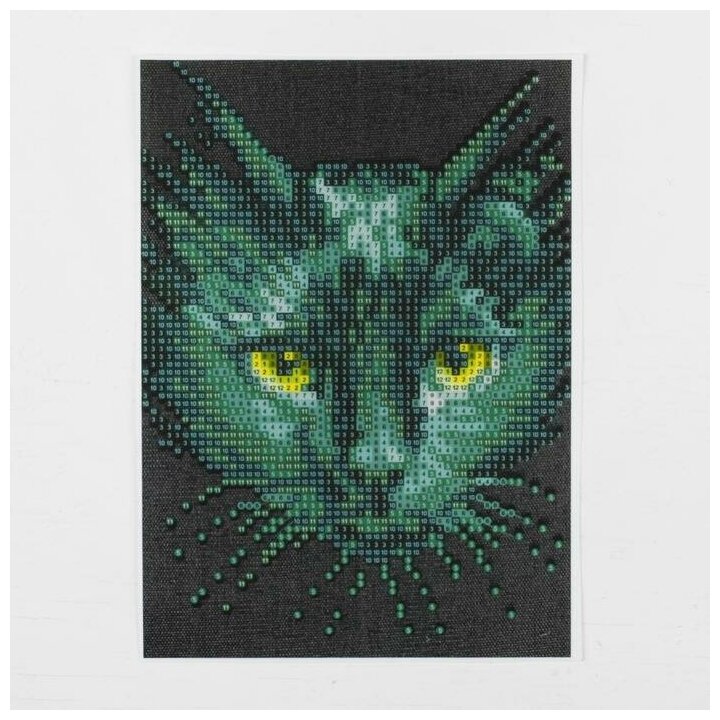 Алмазная вышивка Школа талантов "Черный кот" 15х21 см, холст, с частичным заполнением (3690742)