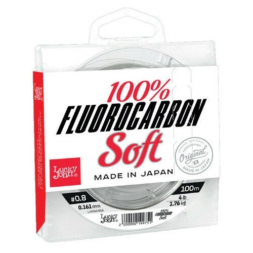 Леска монофильная Lucky John Fluorocarbon Soft, 100/018 (прозрачная)
