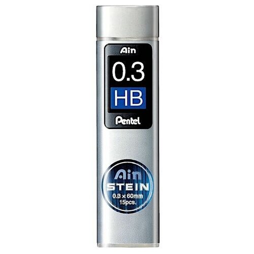 Грифели для карандашей автоматических Ain Stein 0,3 мм, НВ, 15 шт. в тубе, Pentel