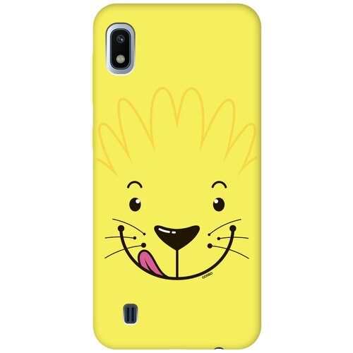 фото Силиконовая чехол-накладка silky touch для samsung galaxy a10 с принтом "minimalistic lion" желтая gosso
