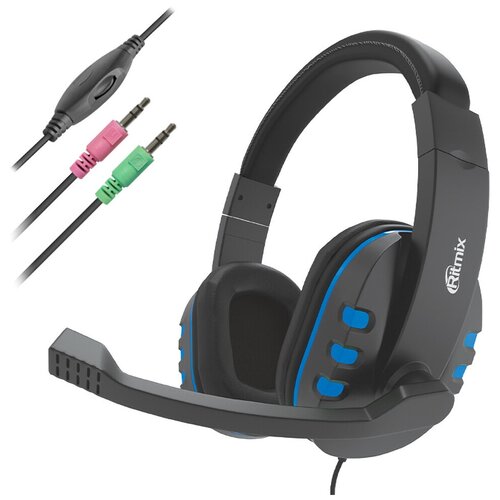 Портативная акустика Noname Наушники RITMIX RH-555M Gaming Blue 69000₽