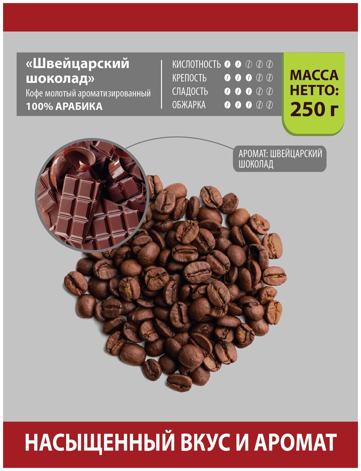 Кофе Gutenberg молотый ароматизированный "Бельгийский шоколад", уп. 250 г - фотография № 5