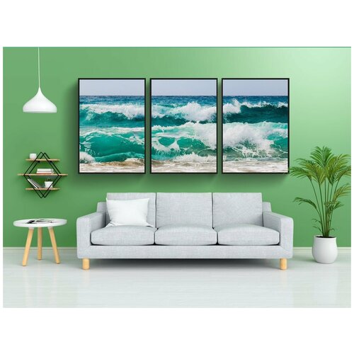 фото Набор модулных постеров для интерьера "волна, разбивая, мыло" 60x90 см. в тубусе, без рамки lotsprints