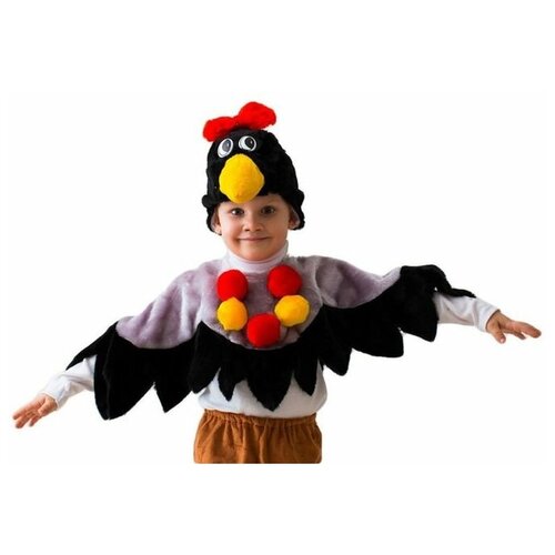 фото Карнавальный костюм "ворона", шапка, воротник с крыльями, 5-7 лет, рост 122-134 см страна карнавалия
