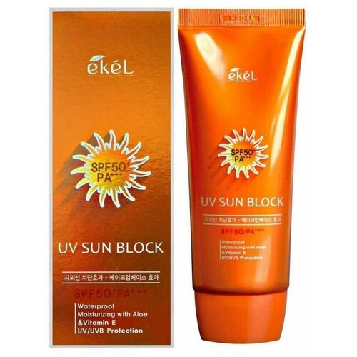 Купить Увлажняющий солнцезащитный крем с экстрактом алоэ вера Ekel SPF50+ PA+++ UV/UVB Sun block, 70 мл