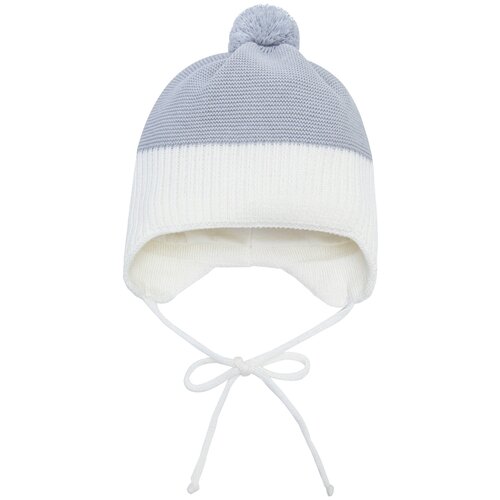 фото Шапка детская вязаная amarobaby pure love wind, серый, демисезонная, с подкладом, размер 38-40
