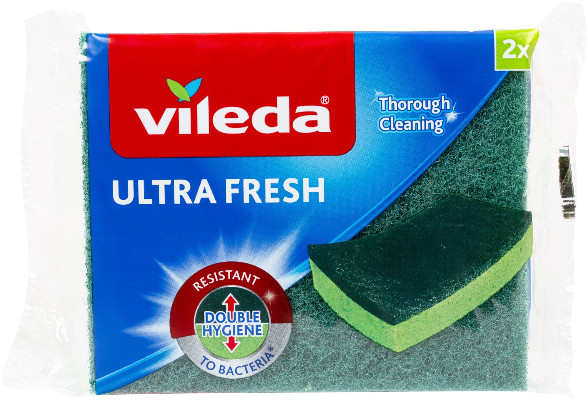 Губка с антибактериальным эффектом Vileda Ultra Fresh, зеленый, 2 шт.