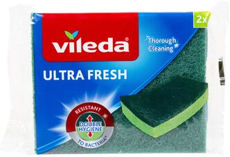 Губка с антибактериальным эффектом Vileda Ultra Fresh 2 шт, зеленый