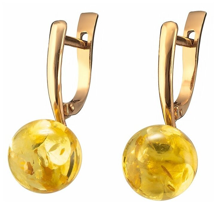 Серьги Amberprofi, серебро, 925 проба, золочение, янтарь