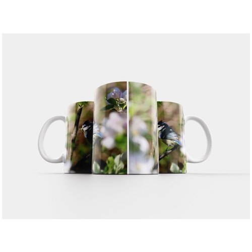 фото Кружка "лазоревка, птица, цвести 320 мл. белая" lotsprints