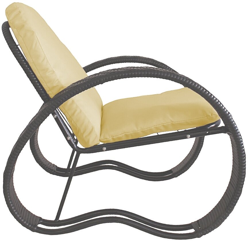 Кресло садовое M-Group фасоль с ротангом серое, желтая подушка - фотография № 2