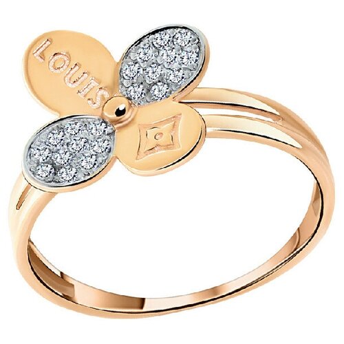 Кольцо Крымский ювелирный завод, красное золото, 585 проба, фианит, размер 16, золотой, красный