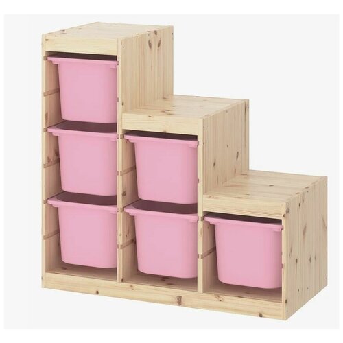 Стеллаж Труфаст лесенка с контейнерами, розовый стеллаж лесенка мэрдэс слд кбе