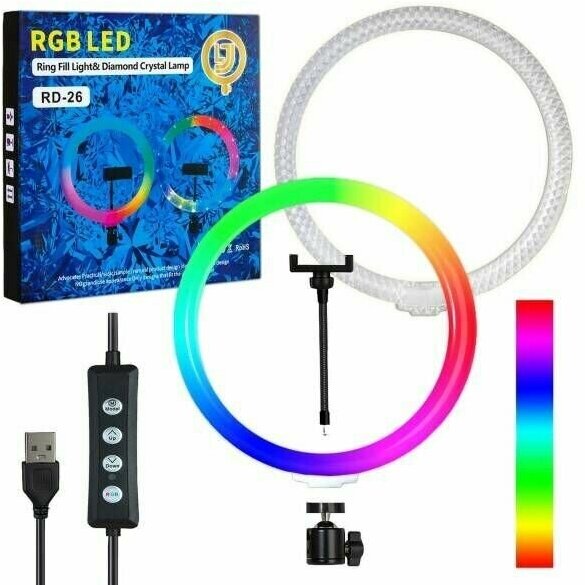 Селфи кольцо 26см RGB RD-26 Crystal Diamond Lamp (двухстороннее)