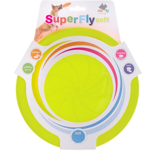 Игрушка для собак COMFY SUPER FLY fluo 23 см, тарелка фрисби салатового цвета