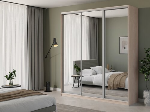 Изображение товара Шкаф купе Матэрна для одежды Шамони светлый зеркальный 210 х 58 х 240 см