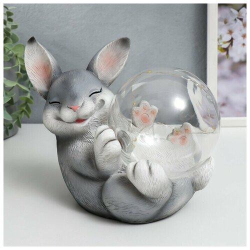 Сувенир Зайка и мыльный пузырь от солнечной батареи 15,5*12*19 см