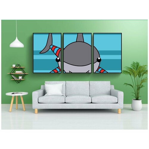 фото Набор модулных постеров для интерьера "акула, море, рыбы" 60x90 см. в тубусе, без рамки lotsprints