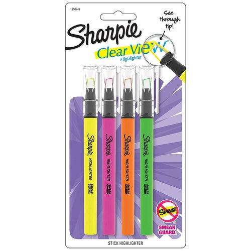 Набор маркеров текстовыделителей SHARPIE Clearview, блистер 4 шт