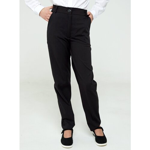 фото Школьные брюки карго irina egorova, классический стиль, карманы, размер 152, черный