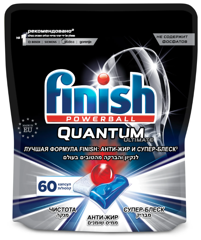 Finish Капсулы для ПММ Finish Quantum Ultimate бесфосфатные дойпак 60 капсул