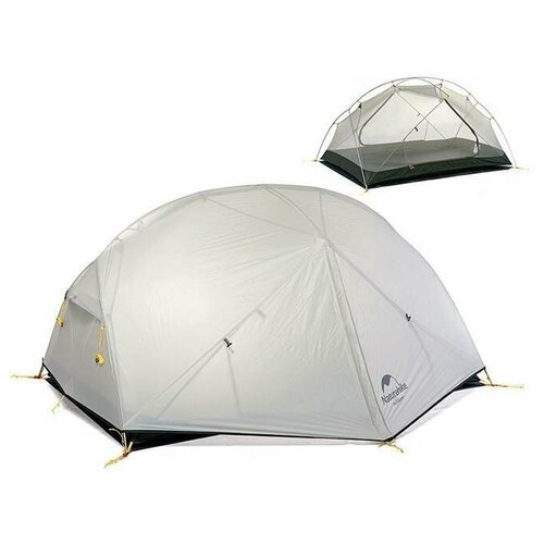 Палатка Naturehike Mongar NH17T007-M 20D двухместная сверхлегкая , серая, 6927595708071 палатка naturehike mongar 2 nh17t007 m light grey dark green