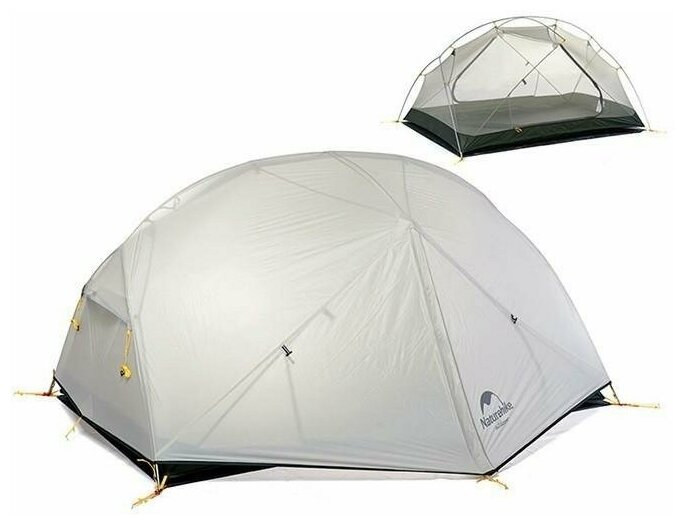 Палатка Naturehike Mongar NH17T007-M 20D двухместная сверхлегкая, серая