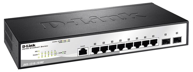 Коммутатор D-Link DGS-1210-10ME DGS-1210-10MEA1A 8G 2SFP управляемый