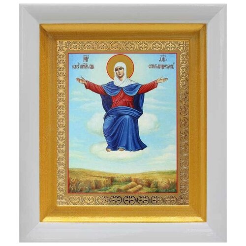Икона Божией Матери Спорительница хлебов, белый киот 14,5*16,5 см икона божией матери спорительница хлебов белый киот 14 5 16 5 см