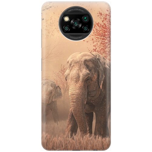 фото Силиконовый чехол на xiaomi poco x3 / x3 pro / сяоми поко х3 / х3 про с принтом "закатный песочный слон" gosso