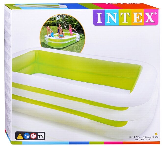 Бассейн надувной INTEX «Семейный», размер 262 х 175 х 56 см, от 6 лет, 56483NP INTEX, цвет белый