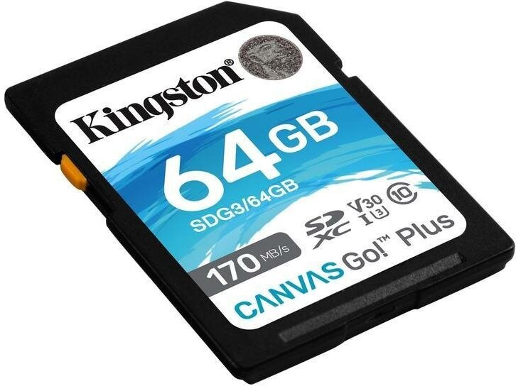 Карта памяти SDXC Kingston Canvas Go! Plus 64Gb, UHS-I U3 A2 V30 (SDG3/64Gb)