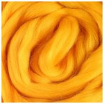 Шерсть для валяния 100% полутонкая шерсть 50 гр (104, желтый) - изображение