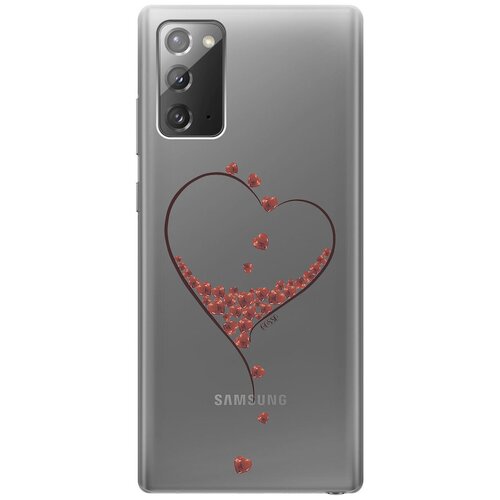 Ультратонкий силиконовый чехол-накладка Transparent для Samsung Galaxy Note 20 с 3D принтом Little hearts ультратонкий силиконовый чехол накладка transparent для samsung galaxy a71 с 3d принтом little hearts