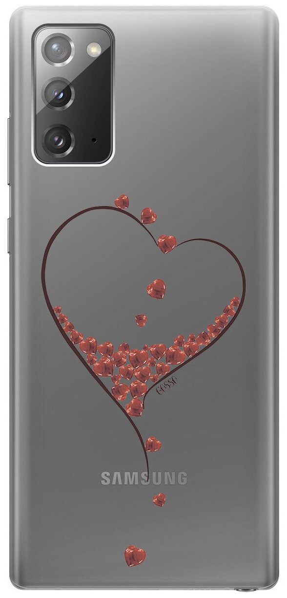 Ультратонкий силиконовый чехол-накладка Transparent для Samsung Galaxy Note 20 с 3D принтом "Little hearts"