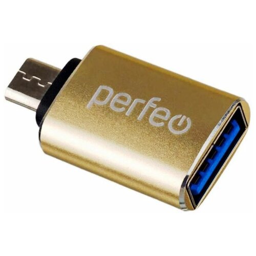 Переходник USB2.0 Af-microB Perfeo PF-VI-O012 Gold OTG адаптер - золотой perfeo adapter micro usb на type c c otg pf vi o005 black чёрный pf a4268