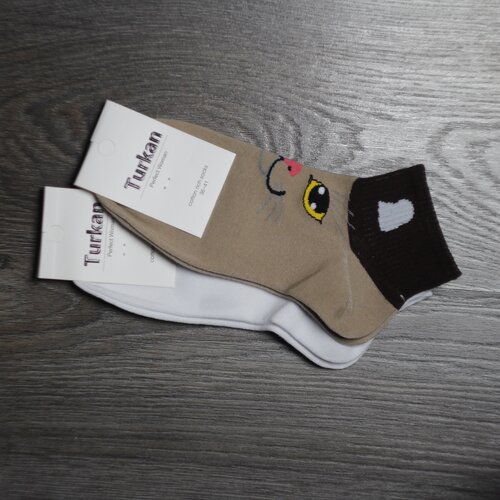 Носки Turkan, 2 пары, размер 36-41, коричневый, белый носки turkan 2 пары размер 36 41 бежевый коричневый