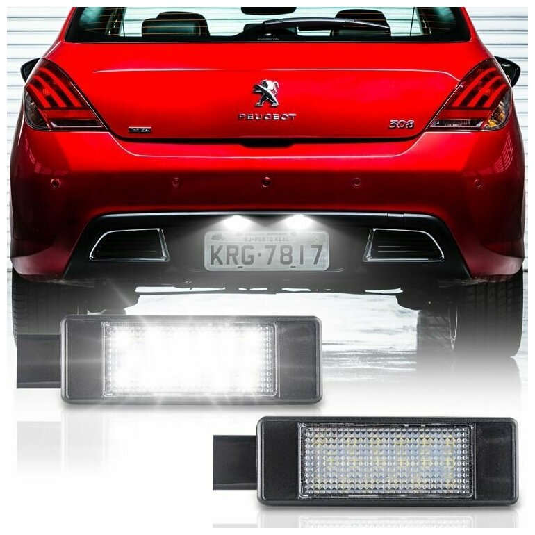 Светодиодная LED подсветка номера Peugeot 207 208 308 2008 2шт