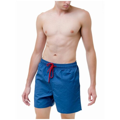 фото Плавательные шорты мужские однотонные , шорты с сеткой внутри, синий цвет, размер xxl anymalls