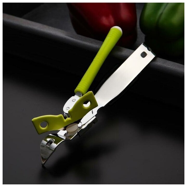 Доляна Нож консервный Доляна «Оригинал», 16 см, цвет зелёный
